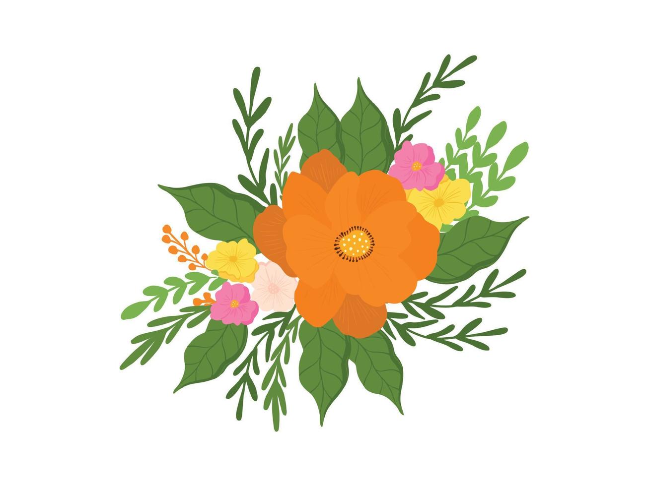 Hand drawn spring flower collection Vector Illustration