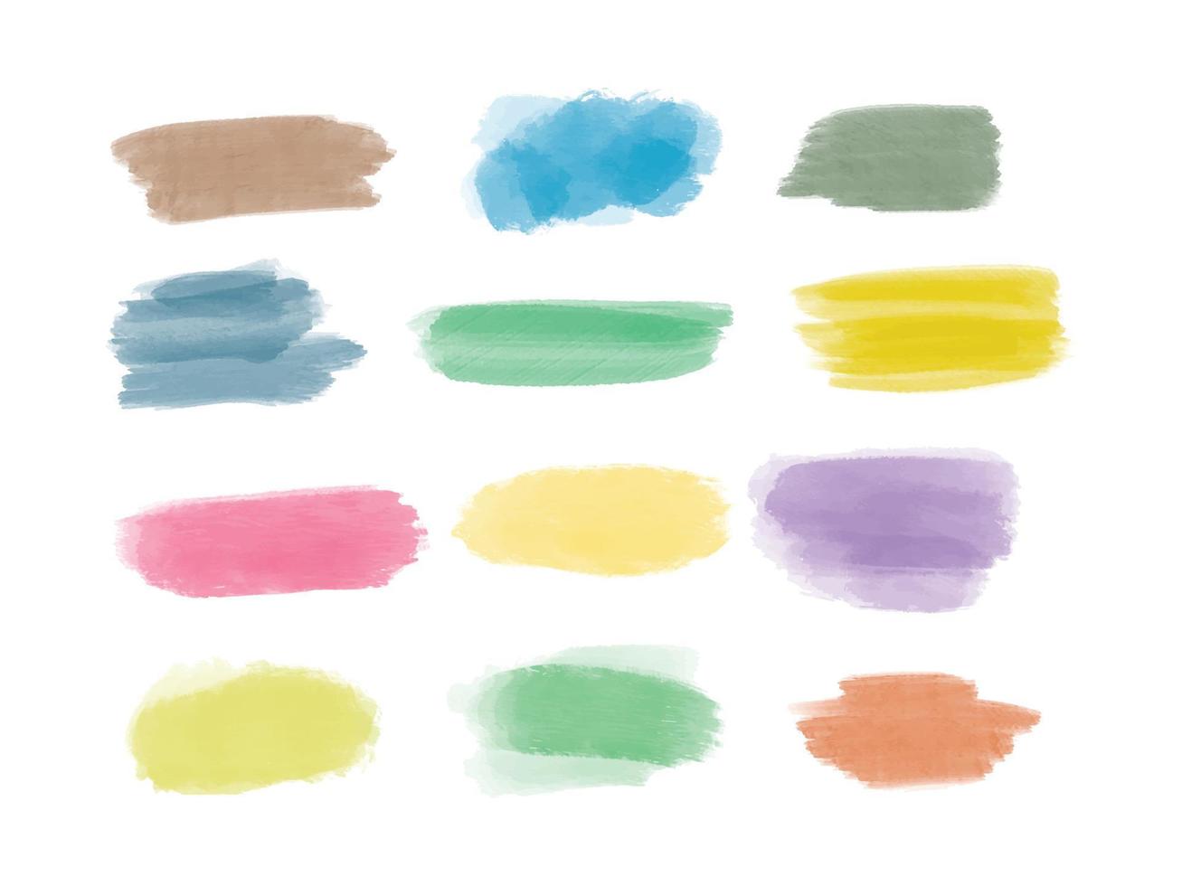 set of watercolor hand drawn Stroke elements vector