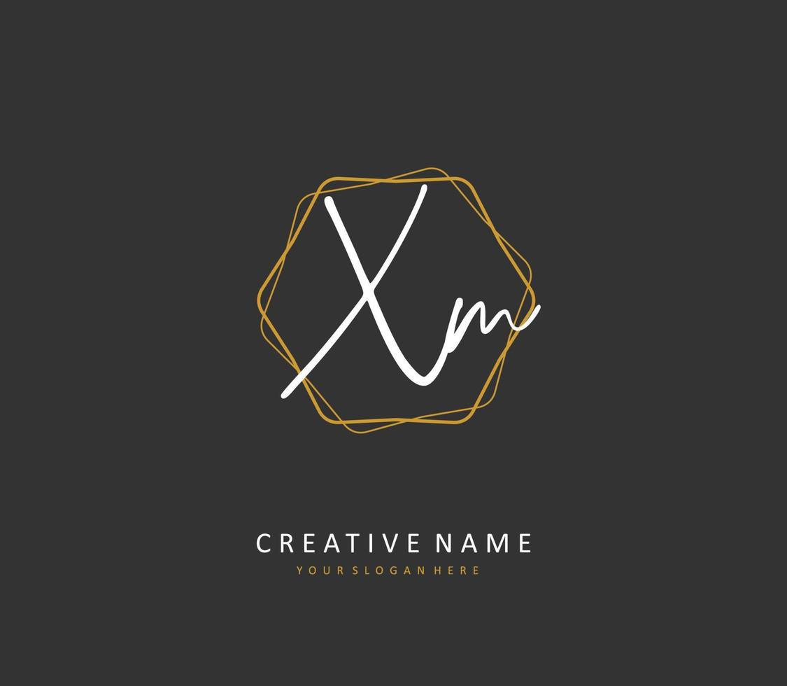 X M XM Initial letter handwriting and  signature logo. A concept handwriting initial logo with template element. vector