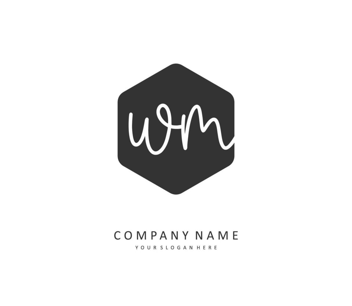 W M WM Initial letter handwriting and  signature logo. A concept handwriting initial logo with template element. vector