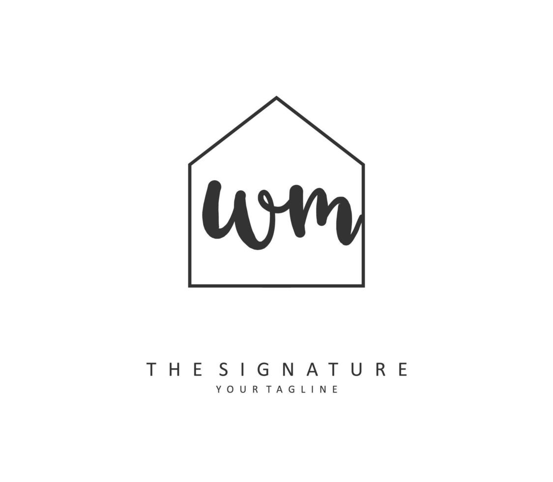 W M WM Initial letter handwriting and  signature logo. A concept handwriting initial logo with template element. vector