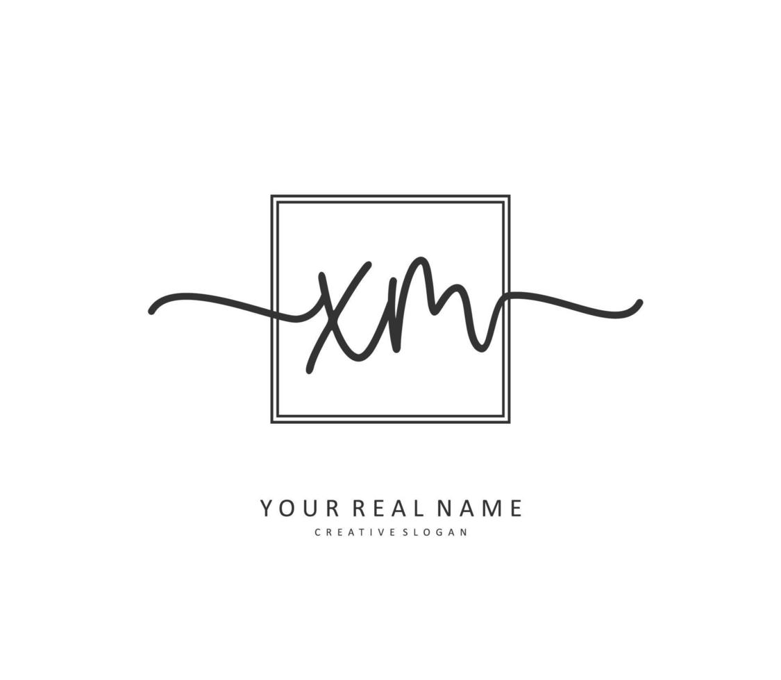 X M XM Initial letter handwriting and  signature logo. A concept handwriting initial logo with template element. vector