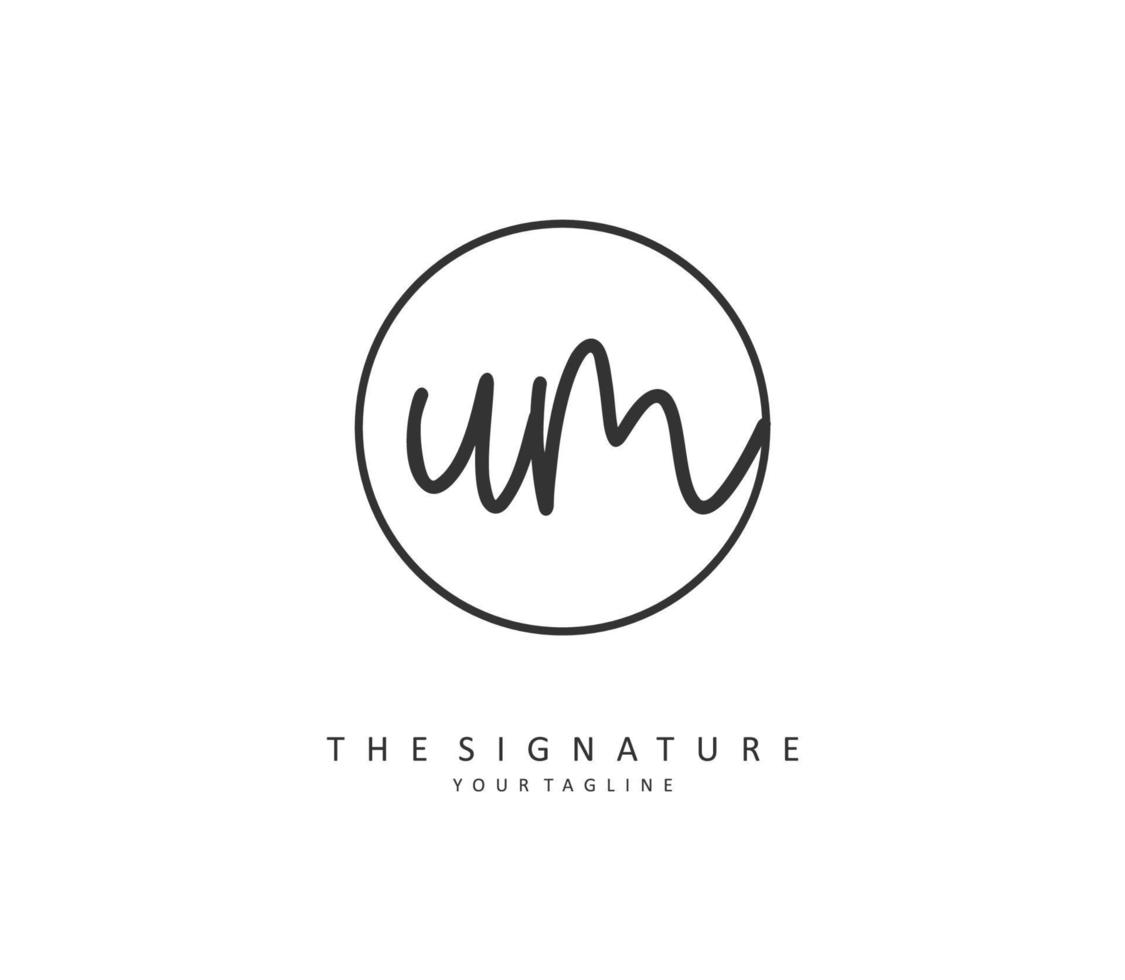 U M UM Initial letter handwriting and  signature logo. A concept handwriting initial logo with template element. vector