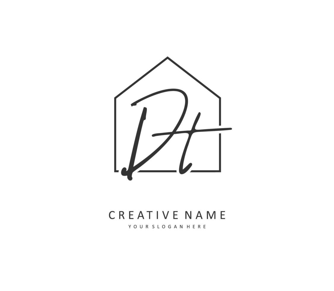 D T DT Initial letter handwriting and  signature logo. A concept handwriting initial logo with template element. vector