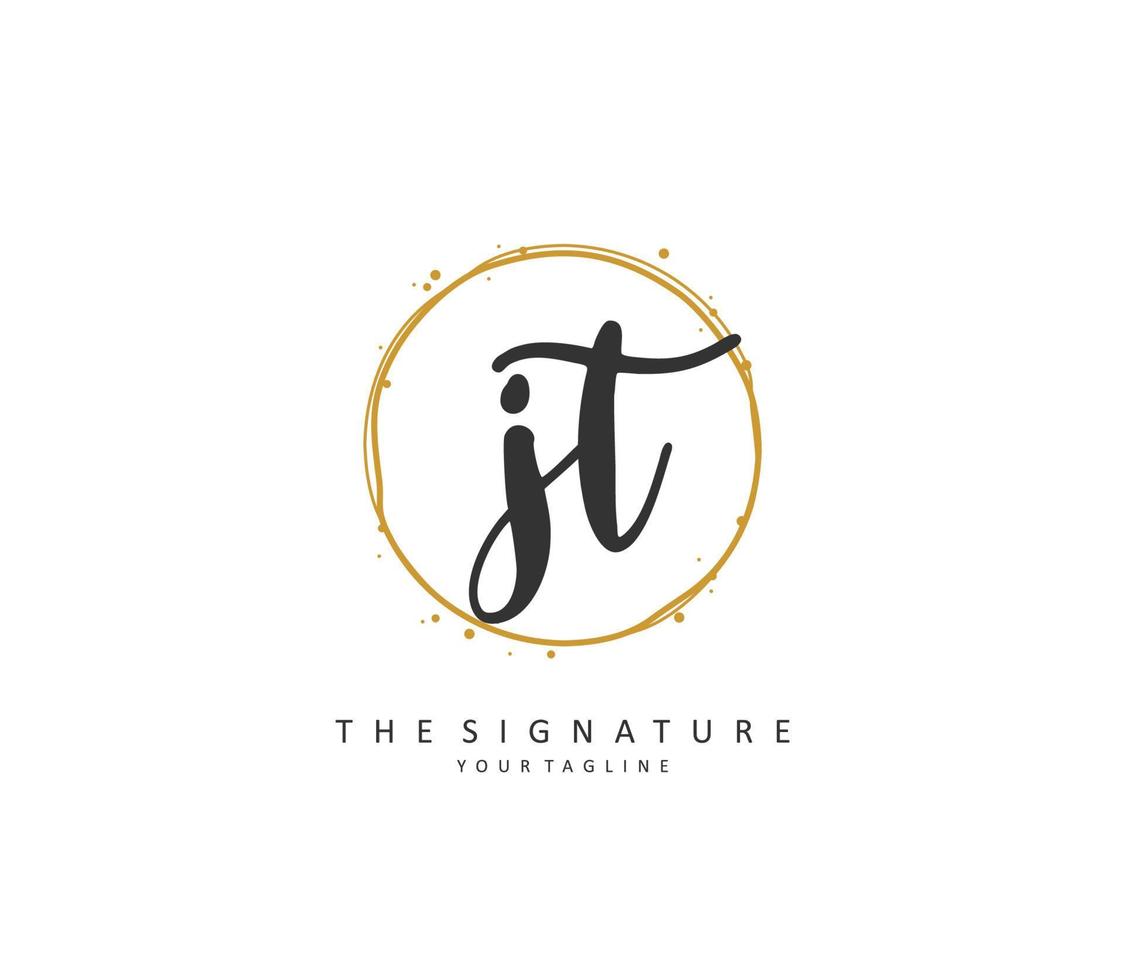 J T JT Initial letter handwriting and  signature logo. A concept handwriting initial logo with template element. vector