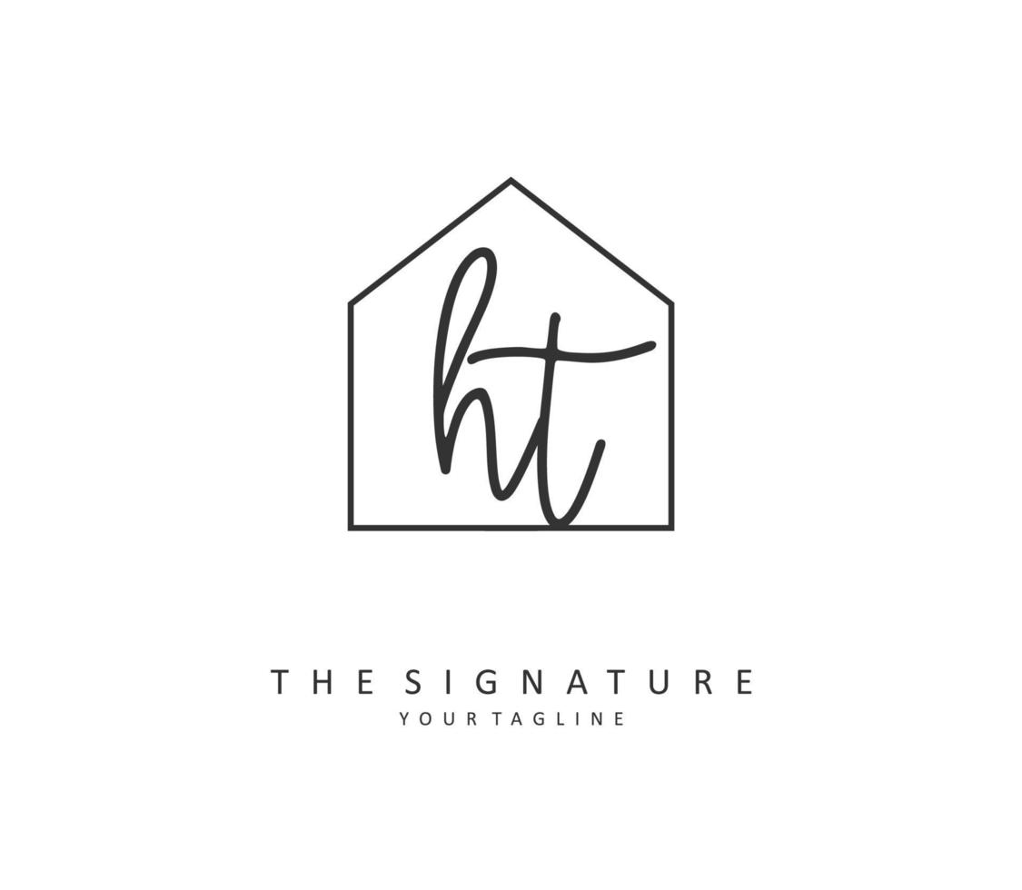 H T HT Initial letter handwriting and  signature logo. A concept handwriting initial logo with template element. vector