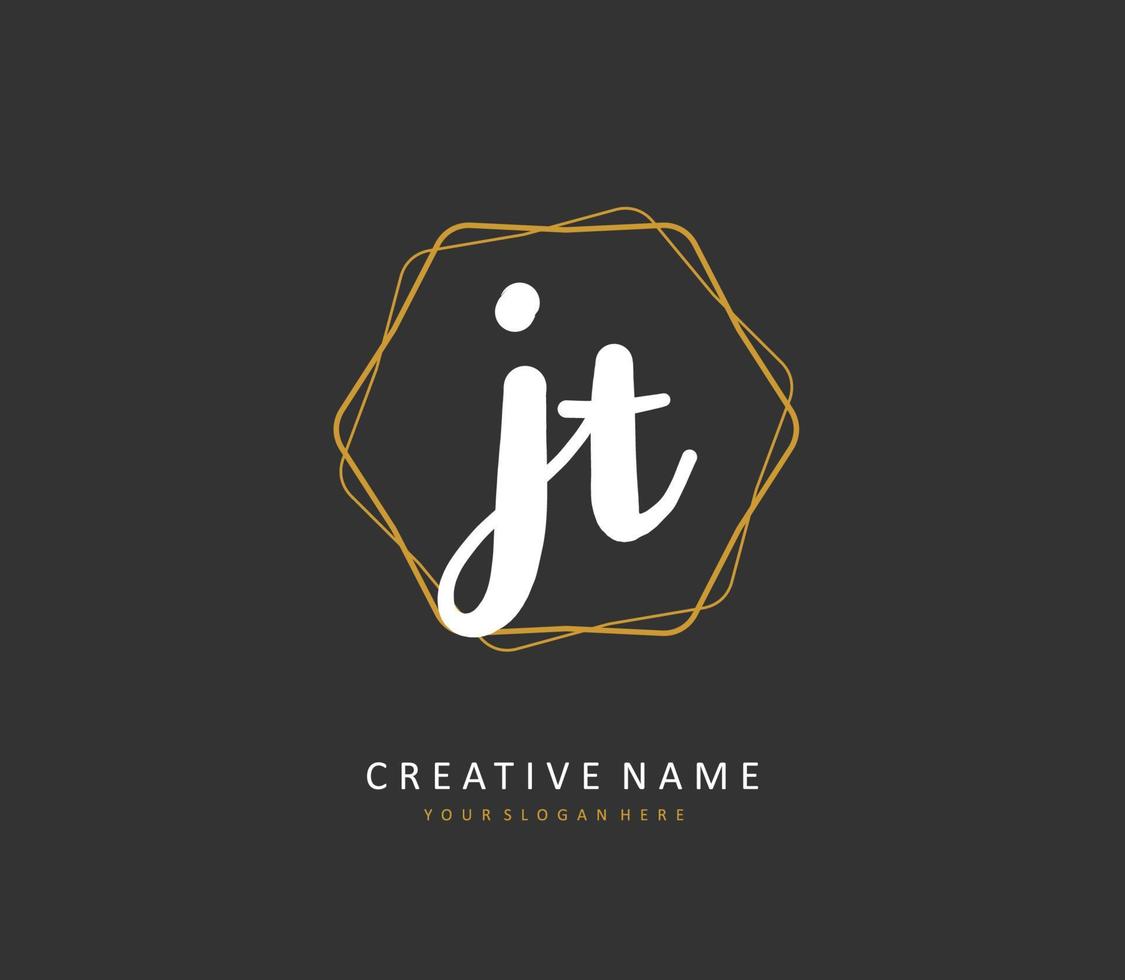 J T JT Initial letter handwriting and  signature logo. A concept handwriting initial logo with template element. vector