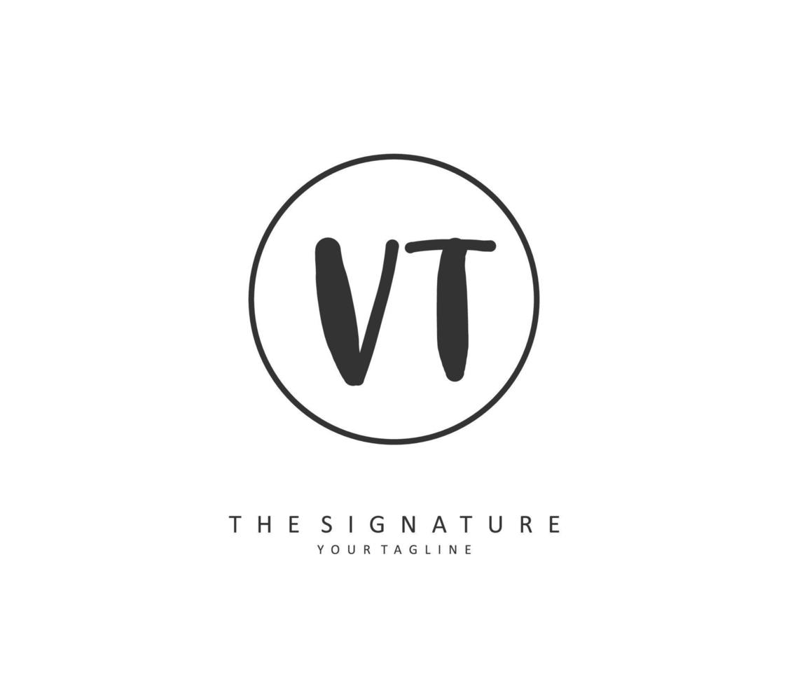 V T VT Initial letter handwriting and  signature logo. A concept handwriting initial logo with template element. vector