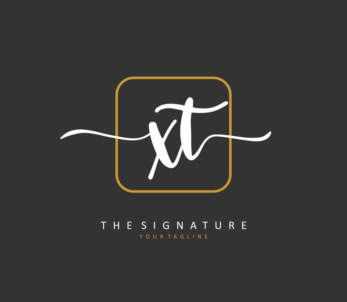 X T XT Initial letter handwriting and  signature logo. A concept handwriting initial logo with template element. vector