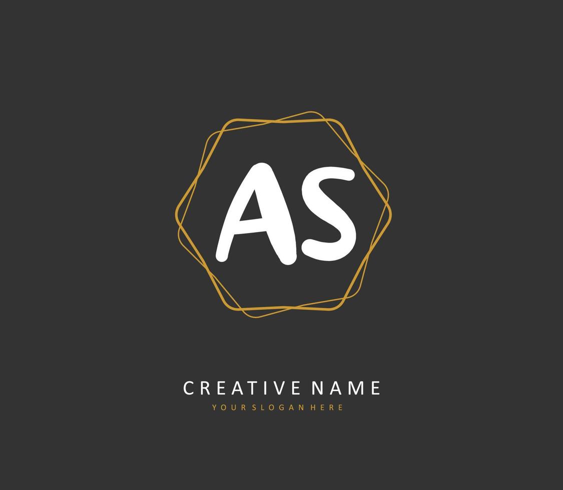 A S AS Initial letter handwriting and  signature logo. A concept handwriting initial logo with template element. vector