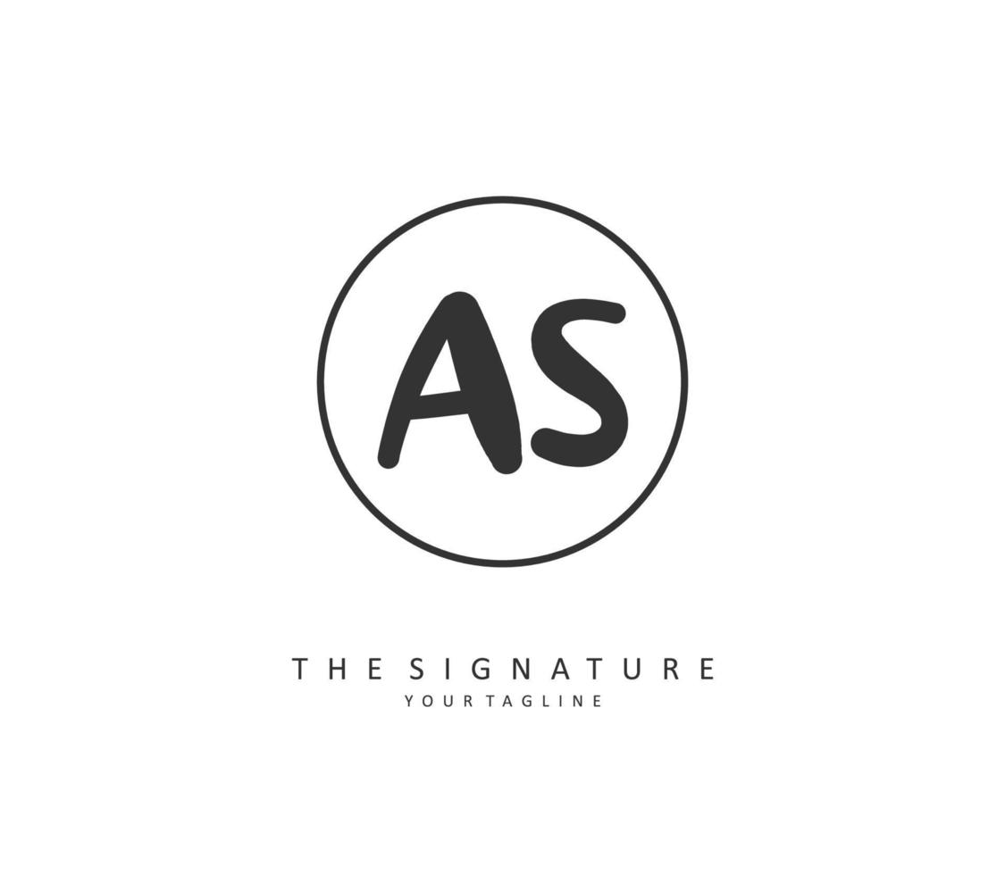 A S AS Initial letter handwriting and  signature logo. A concept handwriting initial logo with template element. vector