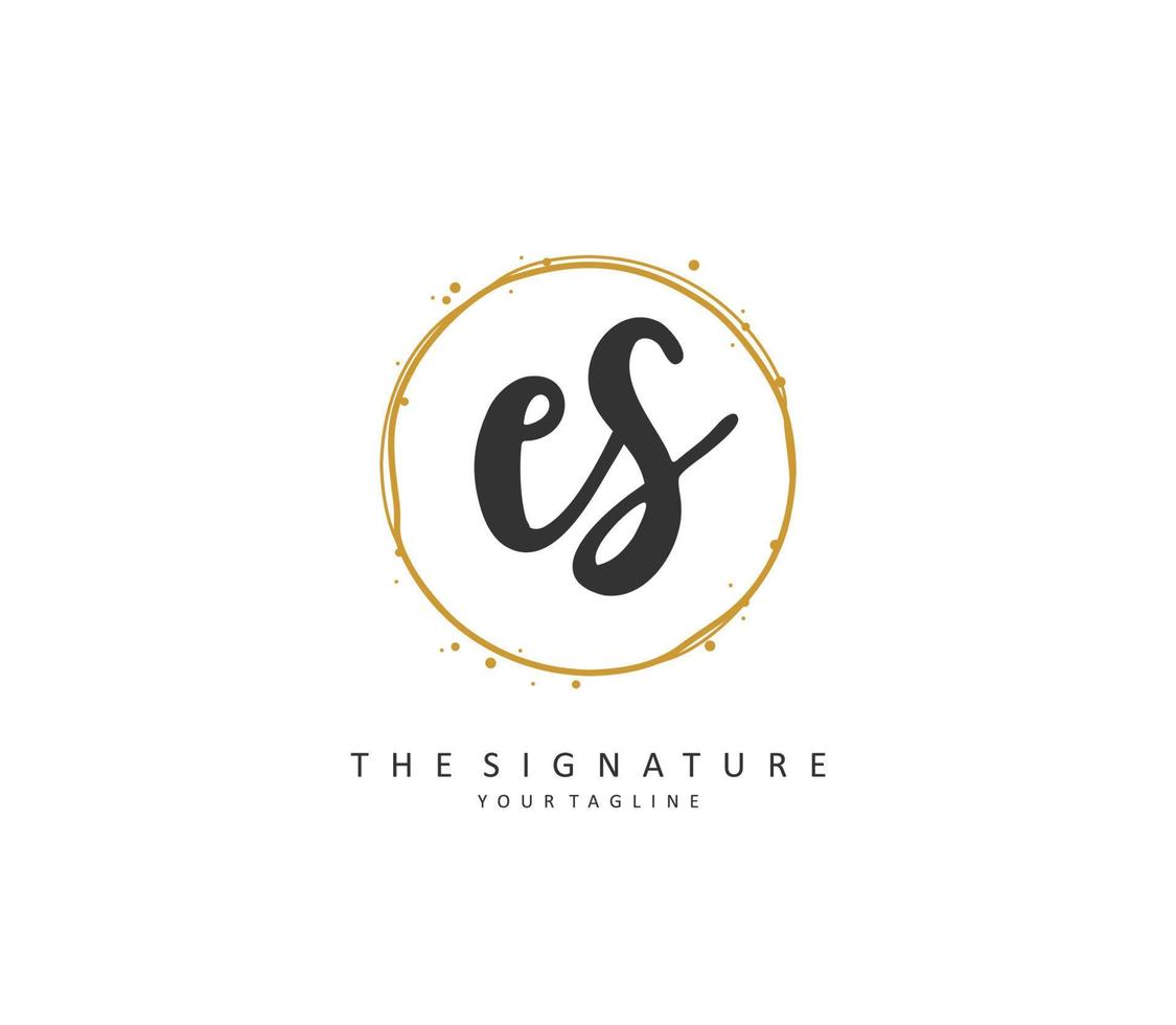 E S ES Initial letter handwriting and  signature logo. A concept handwriting initial logo with template element. vector