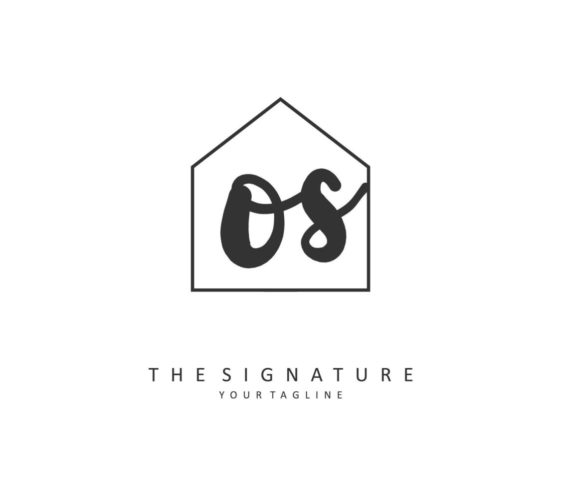 O S OS Initial letter handwriting and  signature logo. A concept handwriting initial logo with template element. vector