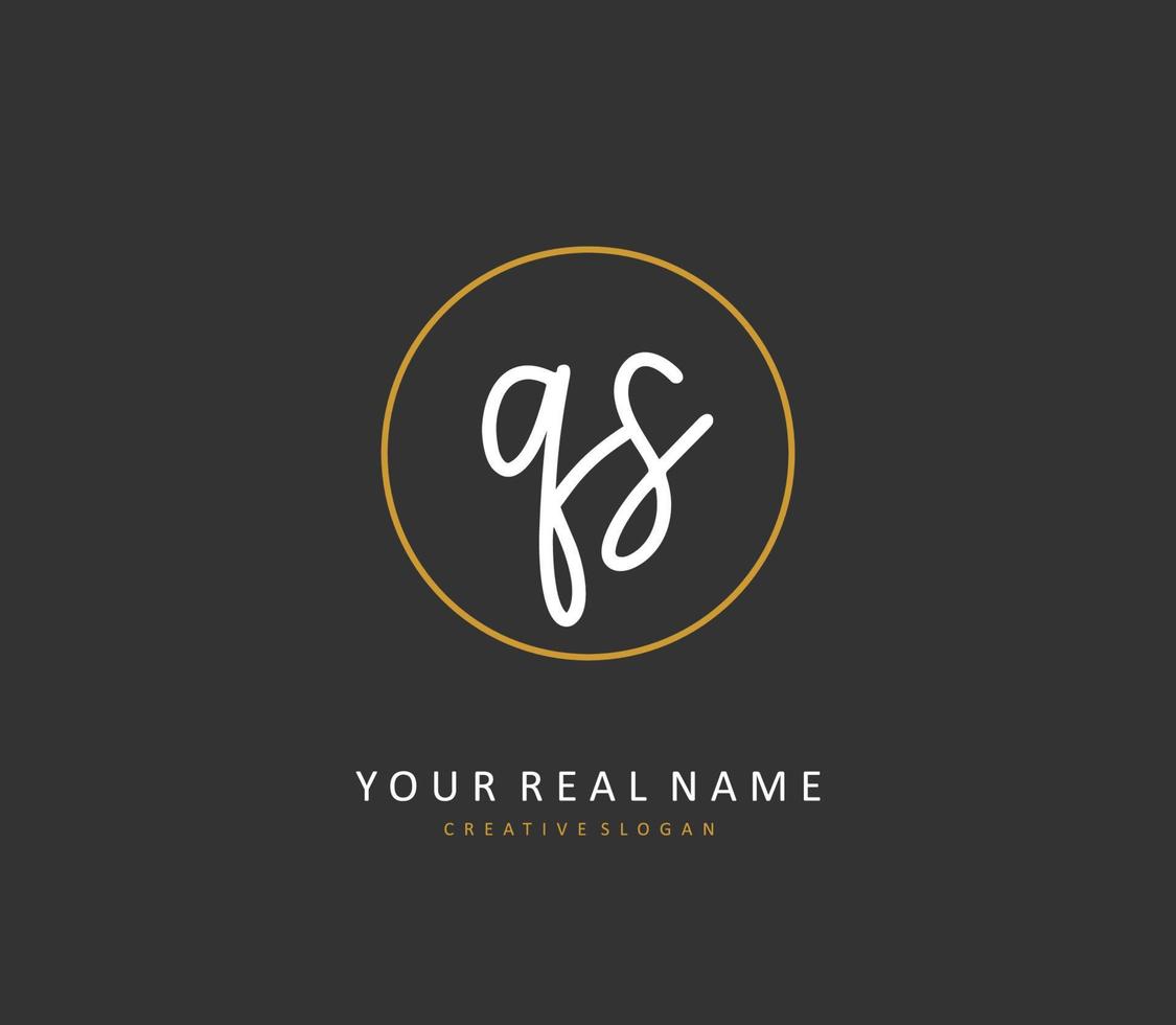 Q S QS Initial letter handwriting and  signature logo. A concept handwriting initial logo with template element. vector