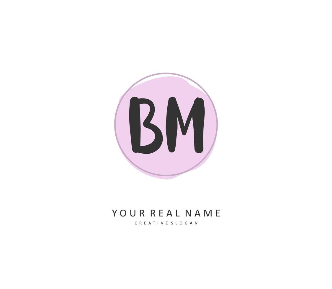 B M BM Initial letter handwriting and  signature logo. A concept handwriting initial logo with template element. vector