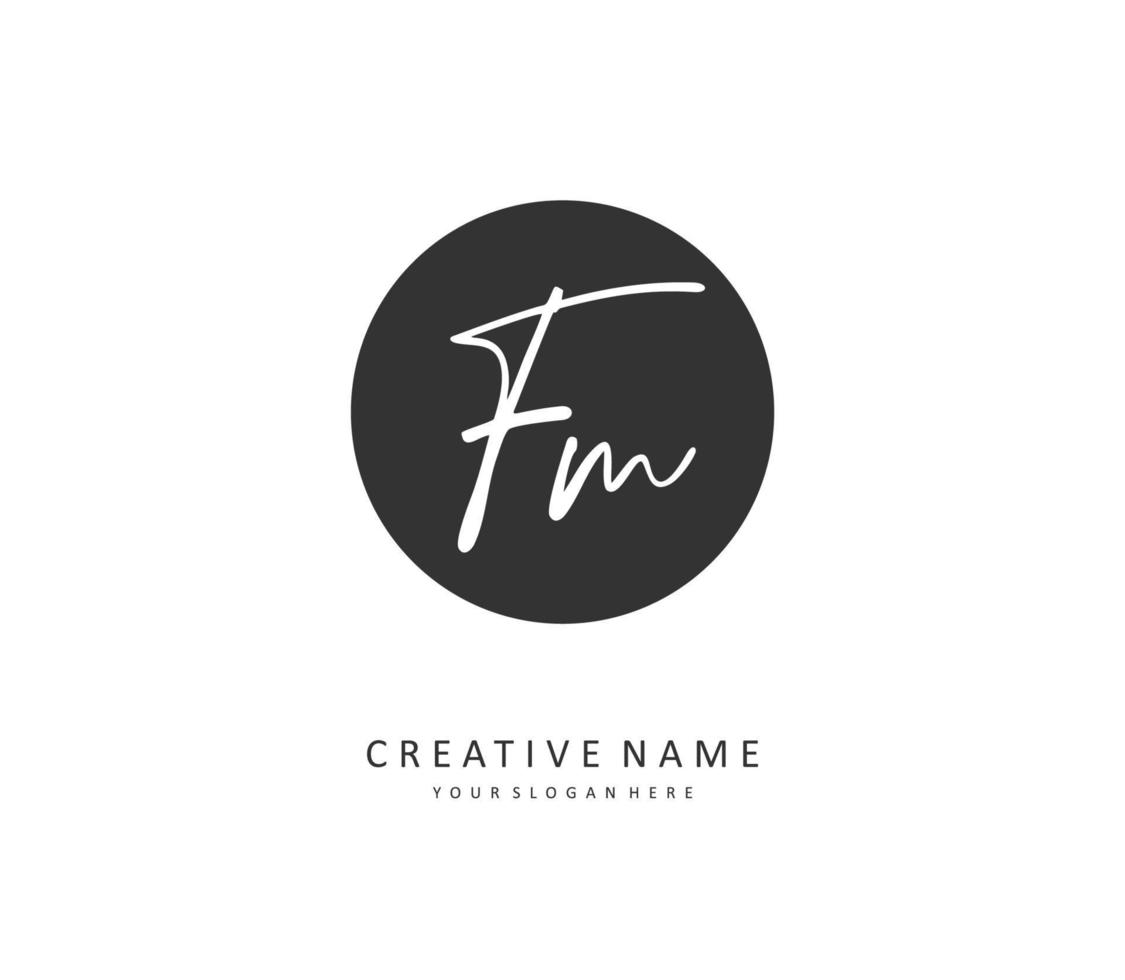 F M FM Initial letter handwriting and  signature logo. A concept handwriting initial logo with template element. vector