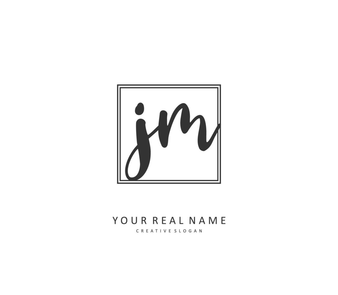 J M JM Initial letter handwriting and  signature logo. A concept handwriting initial logo with template element. vector