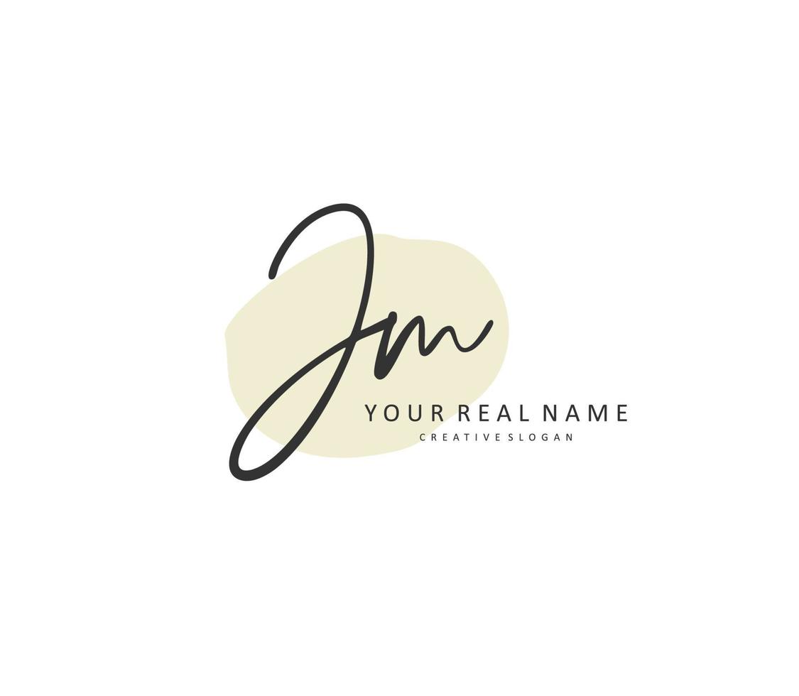 J M JM Initial letter handwriting and  signature logo. A concept handwriting initial logo with template element. vector