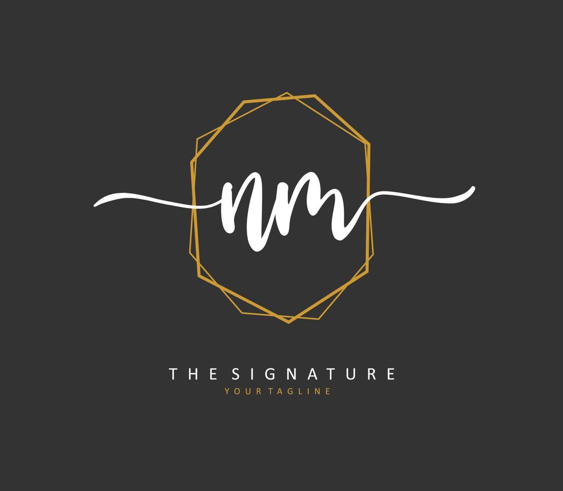 N M NM Initial letter handwriting and  signature logo. A concept handwriting initial logo with template element. vector