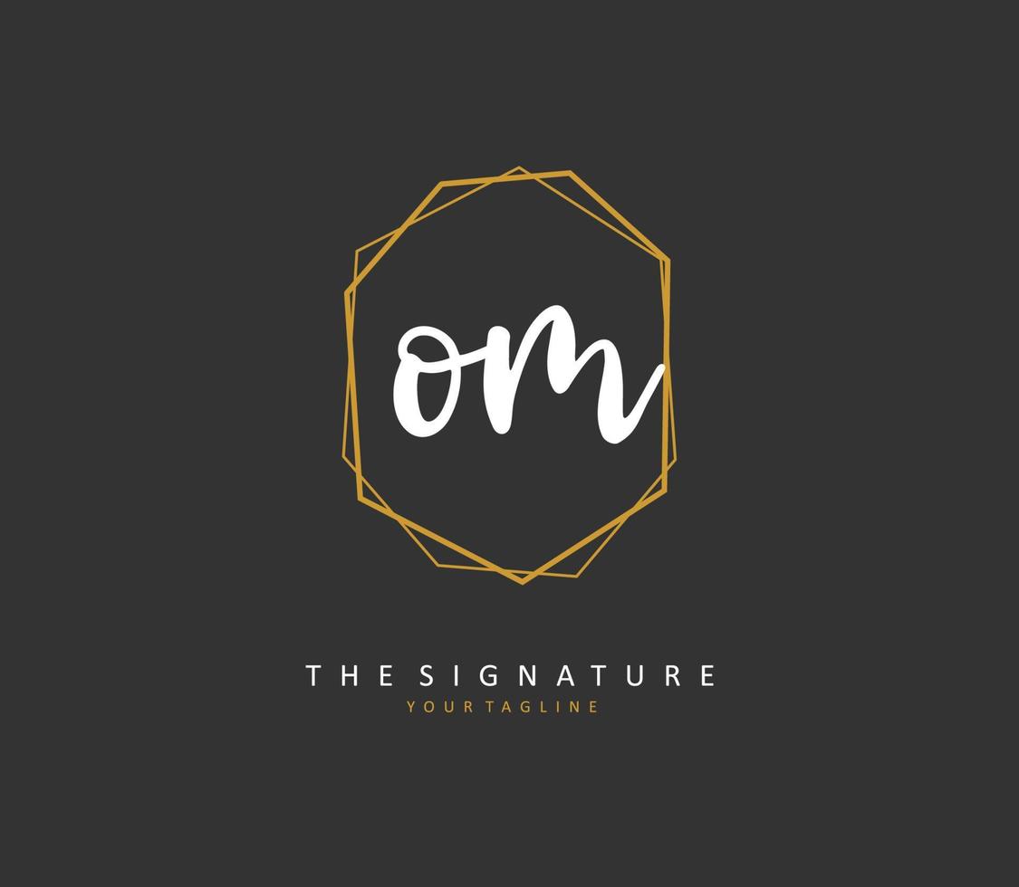 O M OM Initial letter handwriting and  signature logo. A concept handwriting initial logo with template element. vector