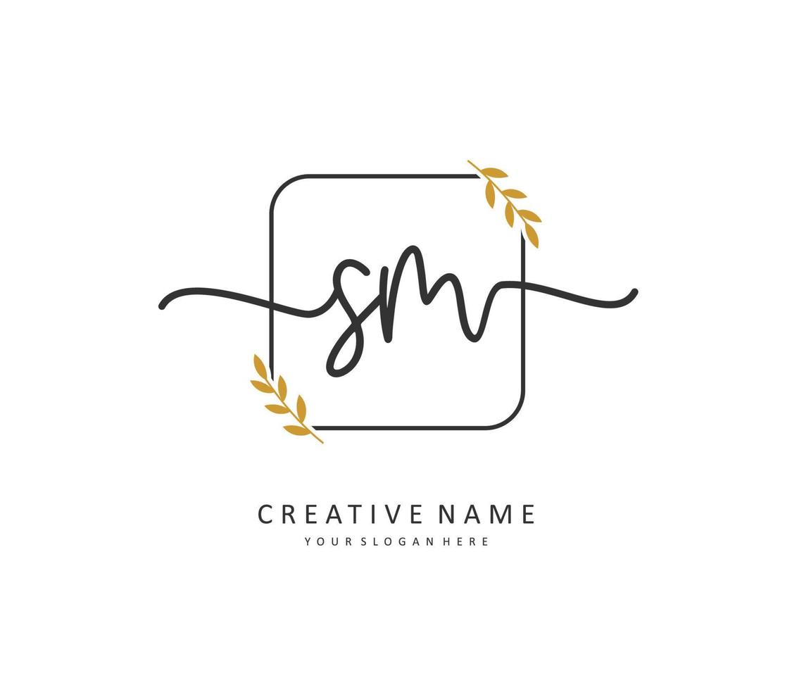 S M SM Initial letter handwriting and  signature logo. A concept handwriting initial logo with template element. vector