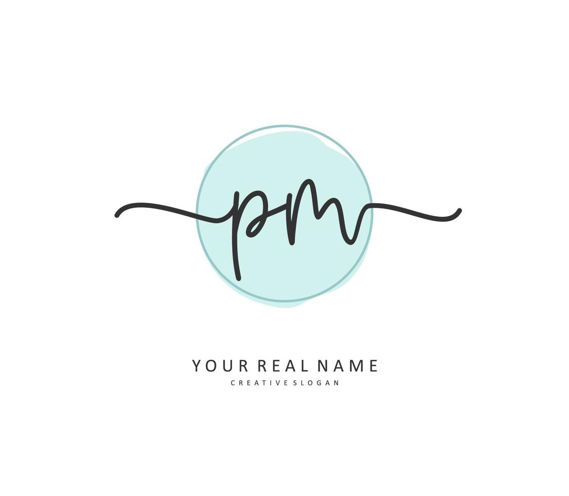 P M PM Initial letter handwriting and  signature logo. A concept handwriting initial logo with template element. vector