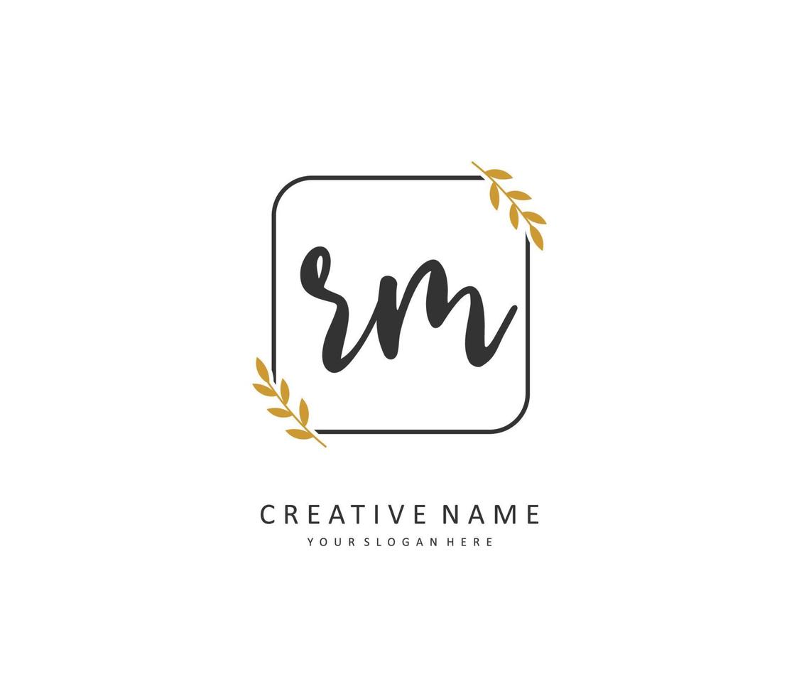 R M RM Initial letter handwriting and  signature logo. A concept handwriting initial logo with template element. vector