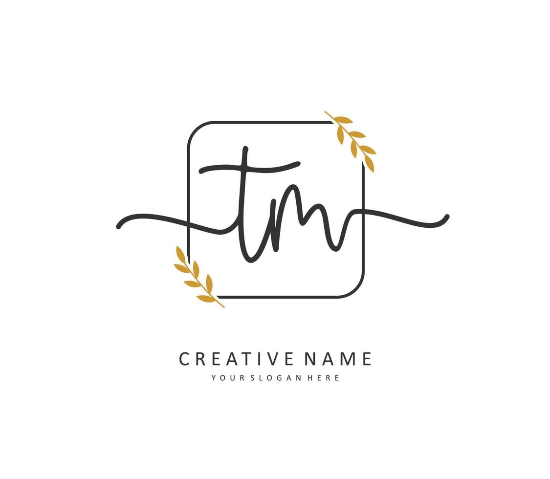 T M TM Initial letter handwriting and  signature logo. A concept handwriting initial logo with template element. vector