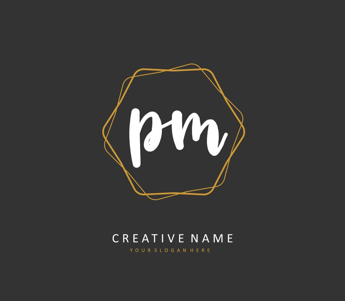 P M PM Initial letter handwriting and  signature logo. A concept handwriting initial logo with template element. vector