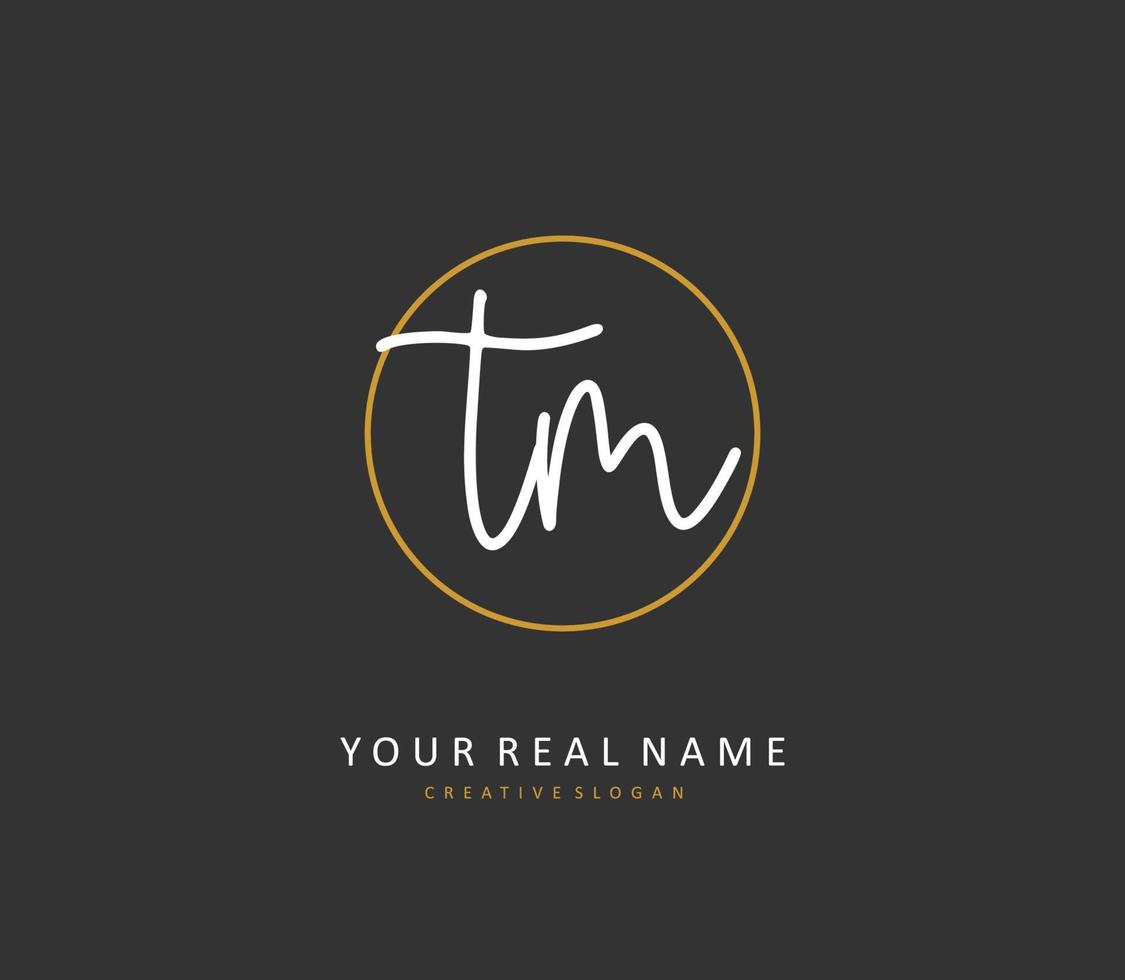 T M TM Initial letter handwriting and  signature logo. A concept handwriting initial logo with template element. vector