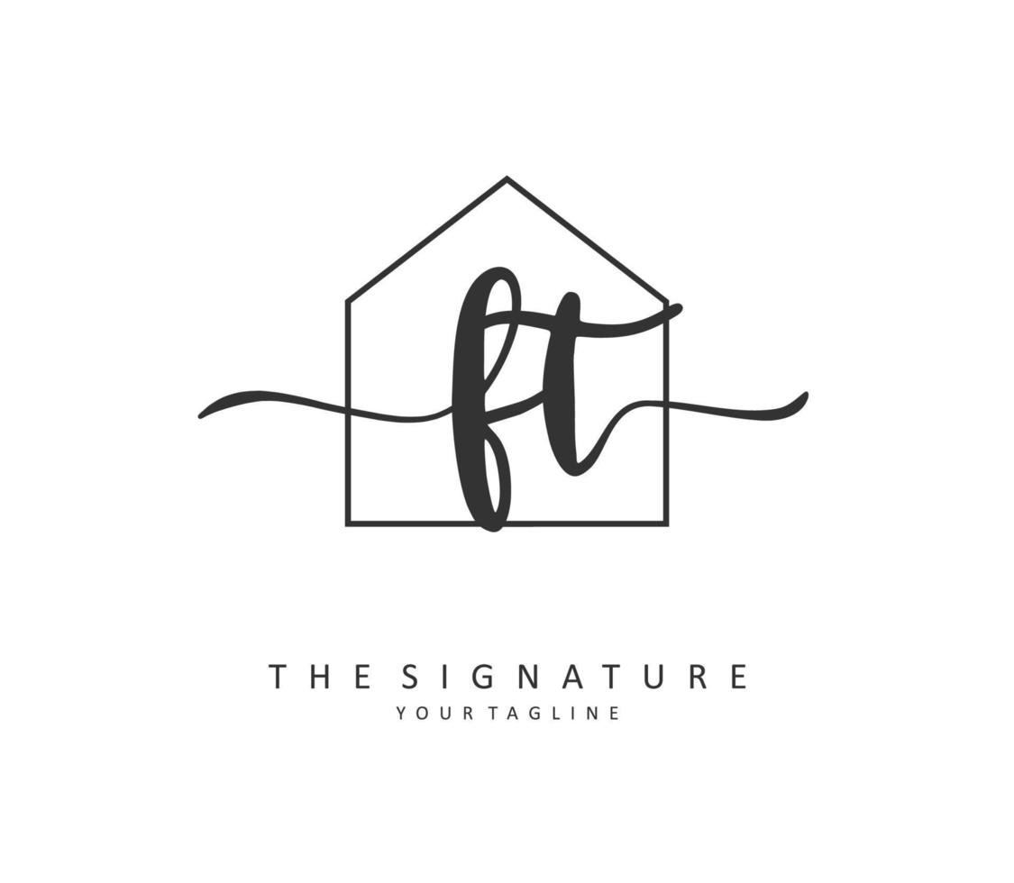 F T FT Initial letter handwriting and  signature logo. A concept handwriting initial logo with template element. vector