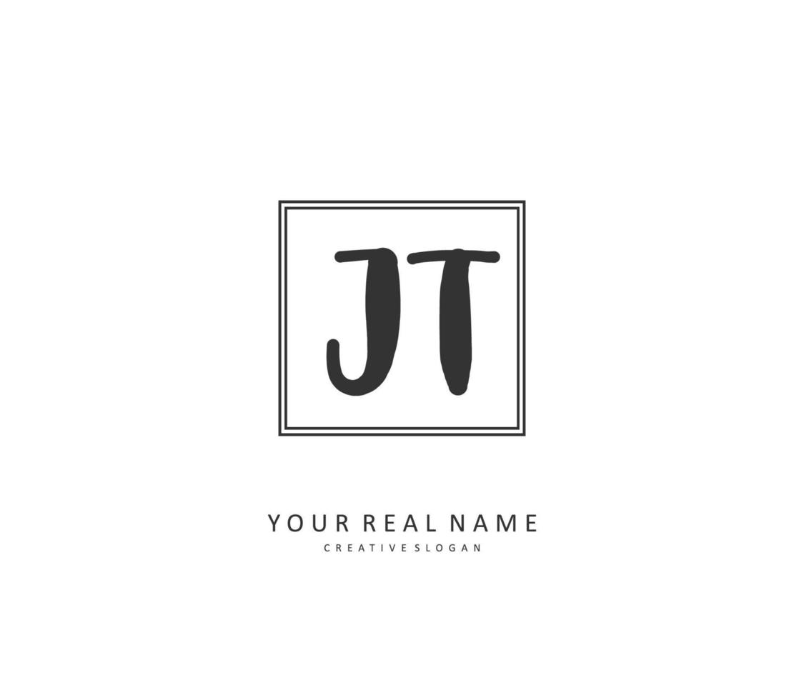 J T JT Initial letter handwriting and  signature logo. A concept handwriting initial logo with template element. vector