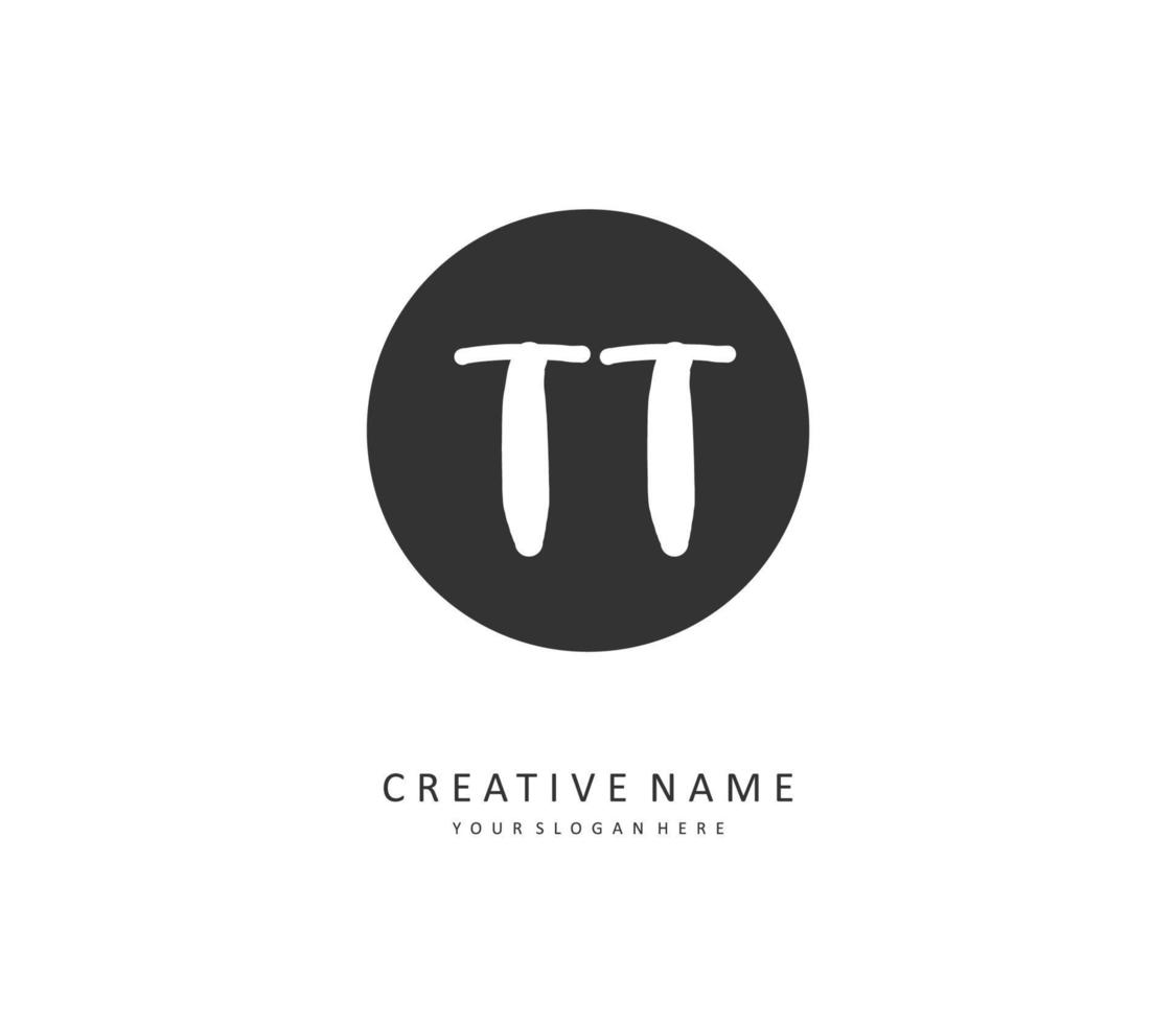 T TT Initial letter handwriting and  signature logo. A concept handwriting initial logo with template element. vector