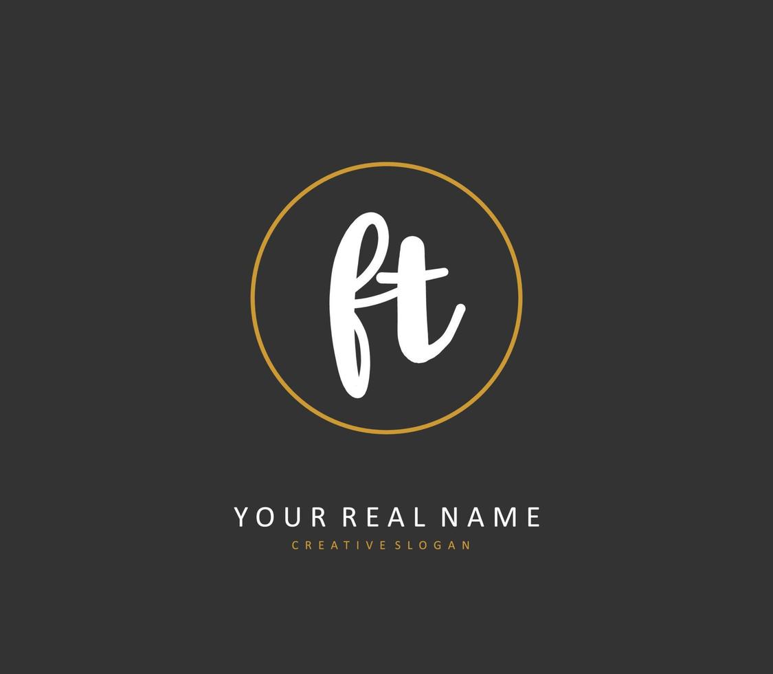 F T FT Initial letter handwriting and  signature logo. A concept handwriting initial logo with template element. vector