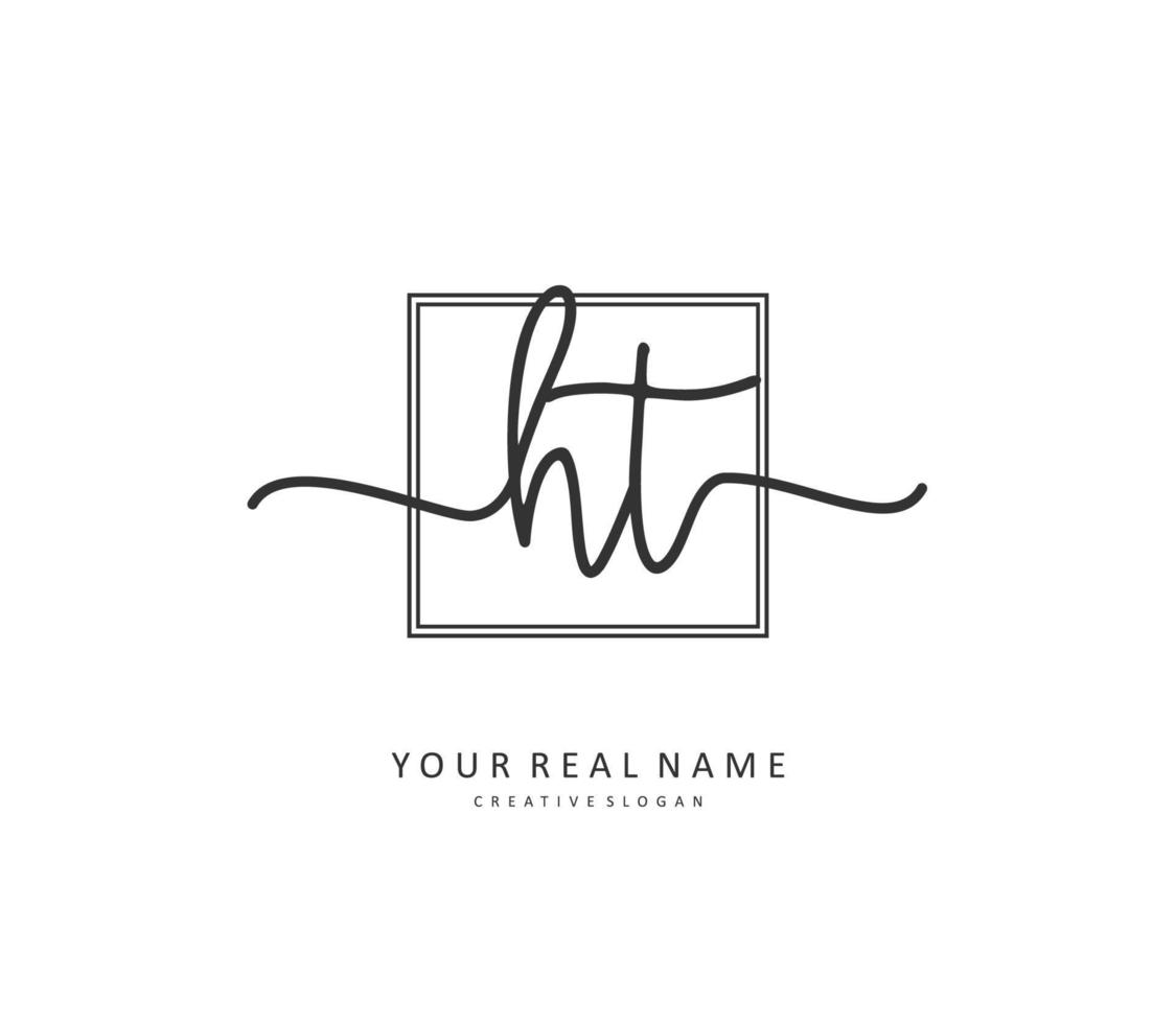 H T HT Initial letter handwriting and  signature logo. A concept handwriting initial logo with template element. vector