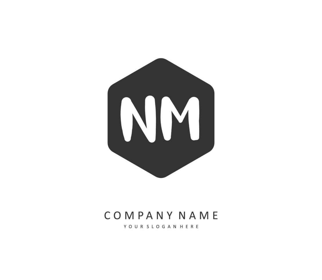 N M NM Initial letter handwriting and  signature logo. A concept handwriting initial logo with template element. vector