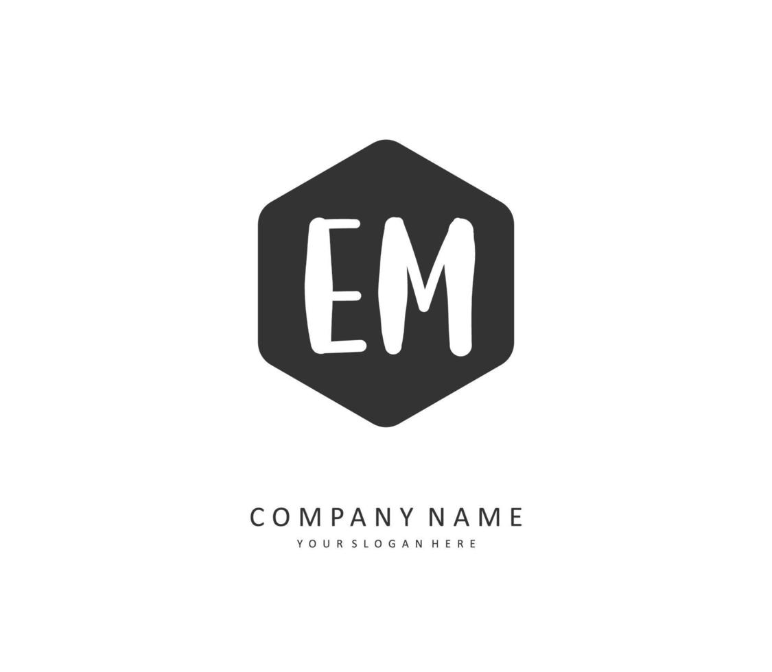 E M EM Initial letter handwriting and  signature logo. A concept handwriting initial logo with template element. vector