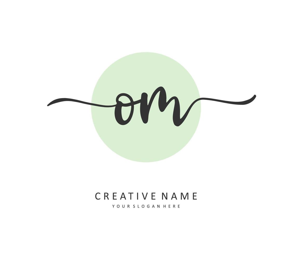 O M OM Initial letter handwriting and  signature logo. A concept handwriting initial logo with template element. vector