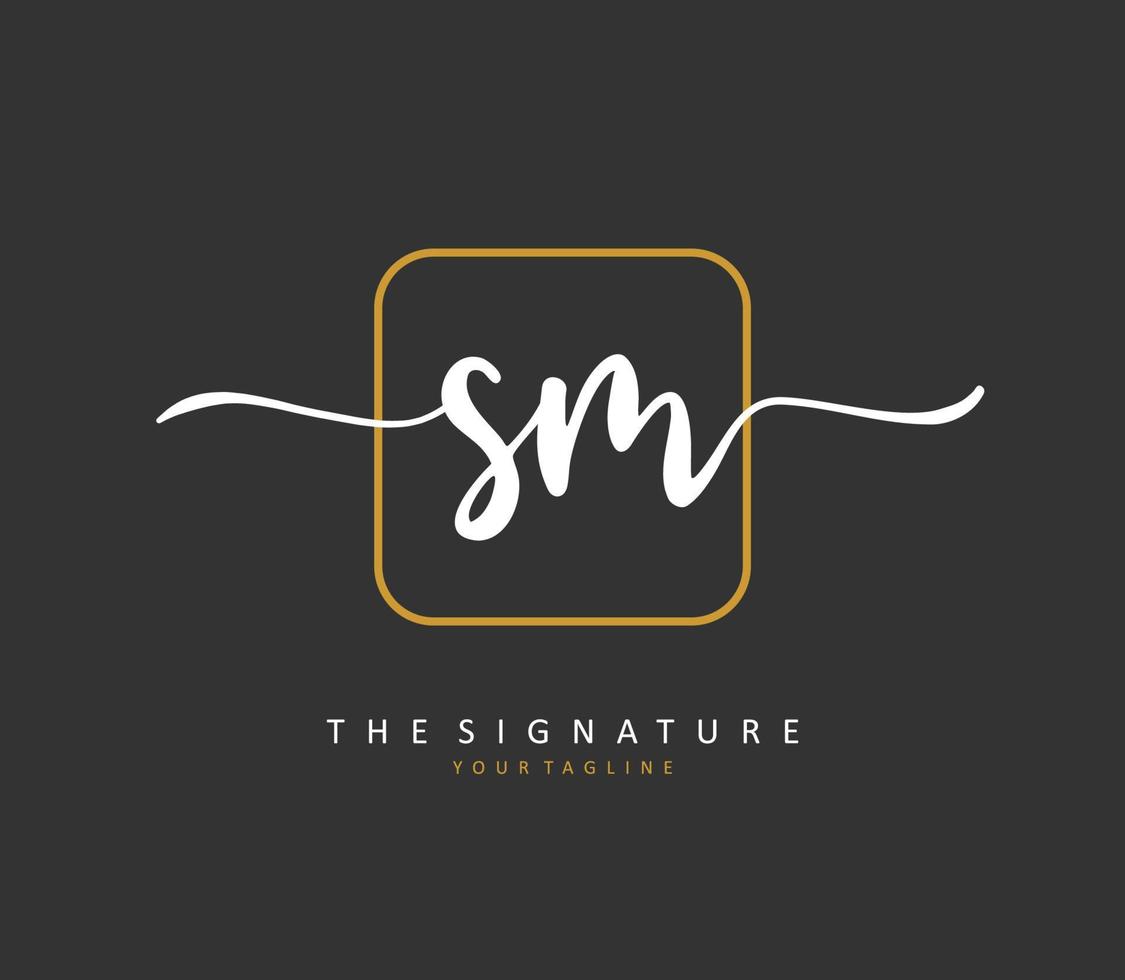 S M SM Initial letter handwriting and  signature logo. A concept handwriting initial logo with template element. vector