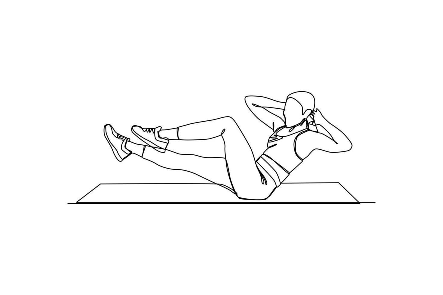 Continuous one-line drawing a man doing bicycle crunch. Fitness activity concept. Single line drawing design graphic vector illustration