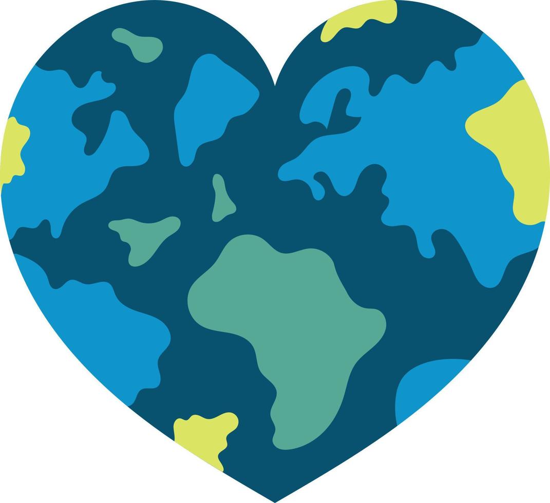 Heart shaped earth illustration vector