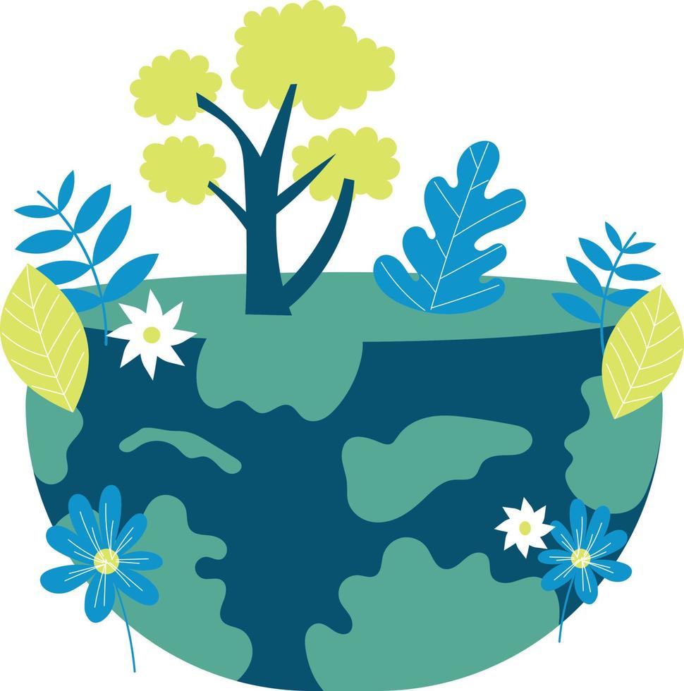 Florishing half earth illustration vector