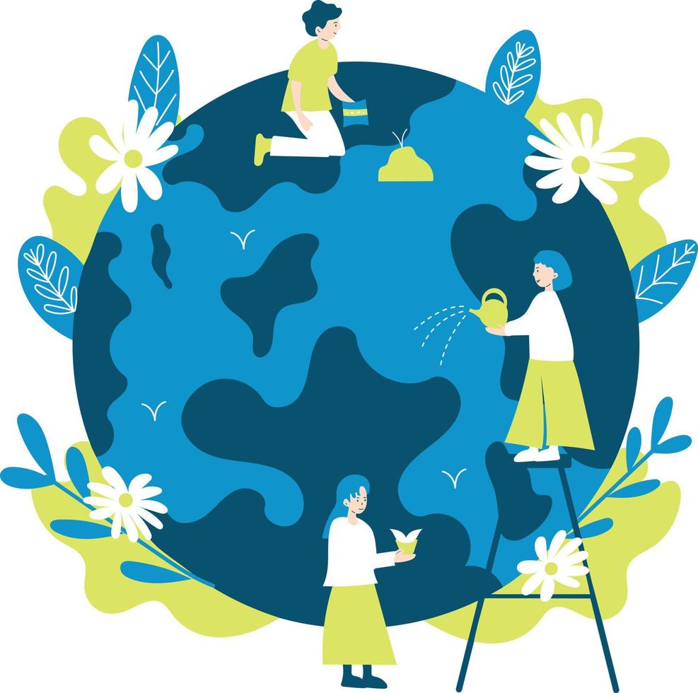 Taking care of earth illustration vector