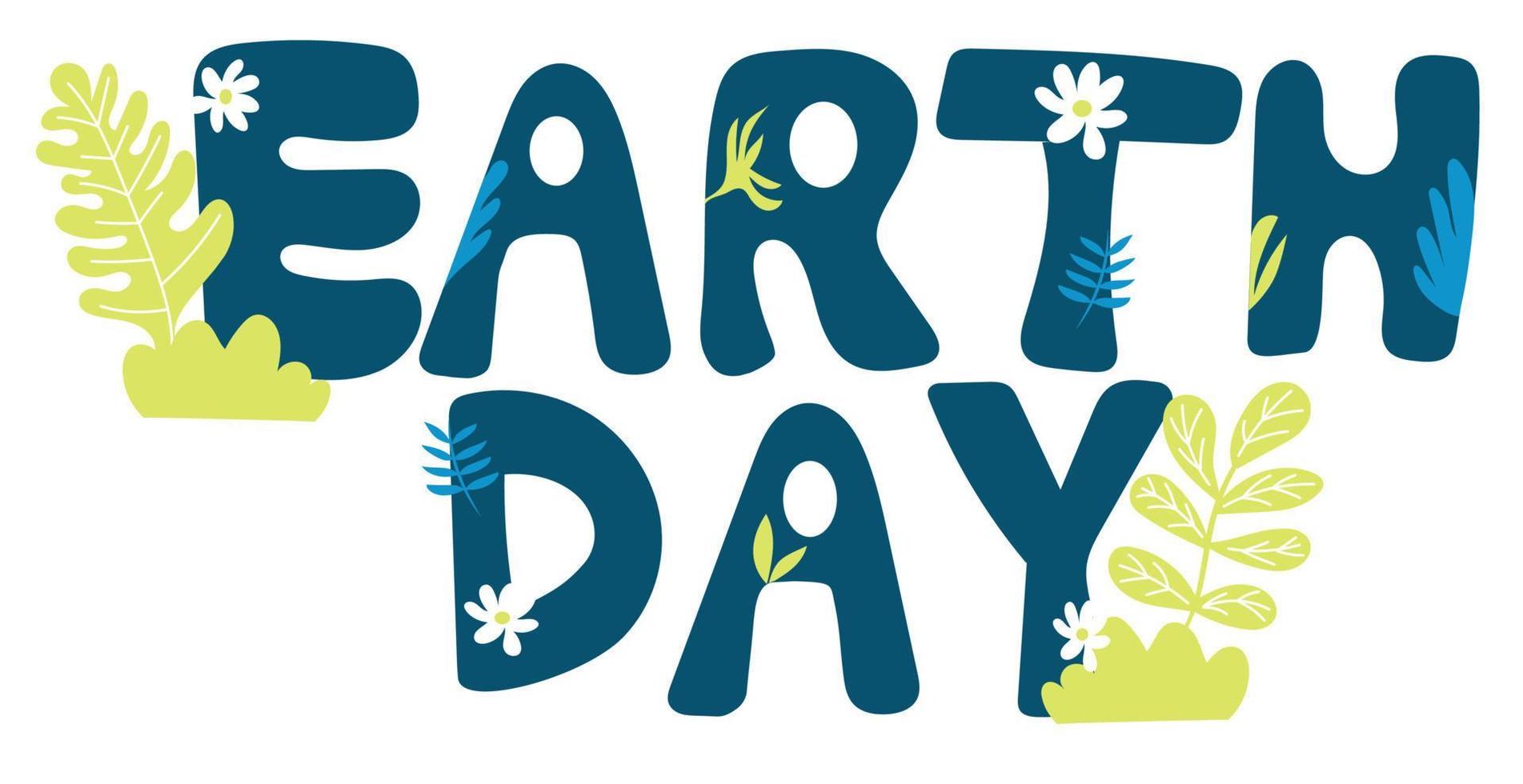 Decorative earth day typography vector