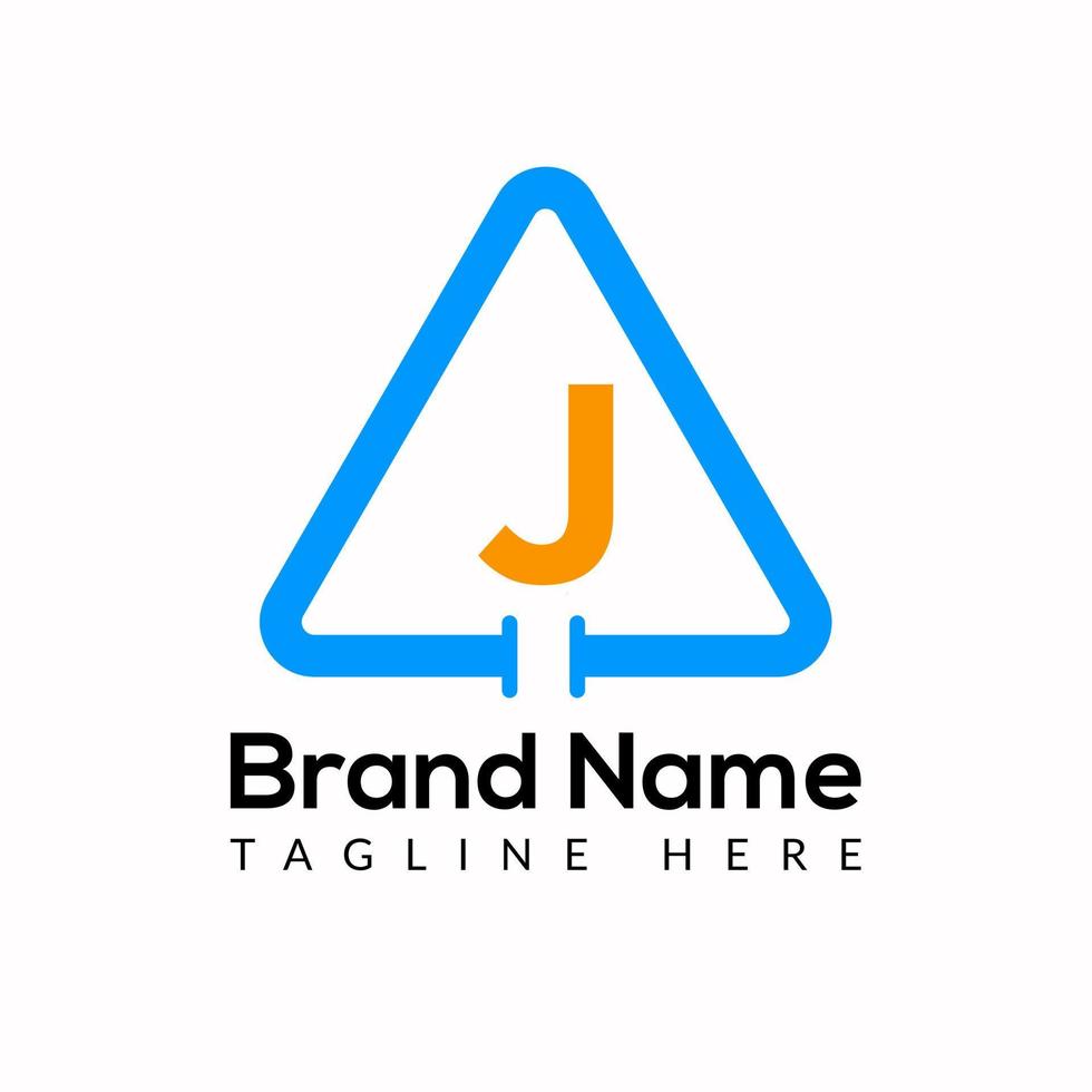 Plumbing Template On J Letter. Plumbing Logo Design Concept vector