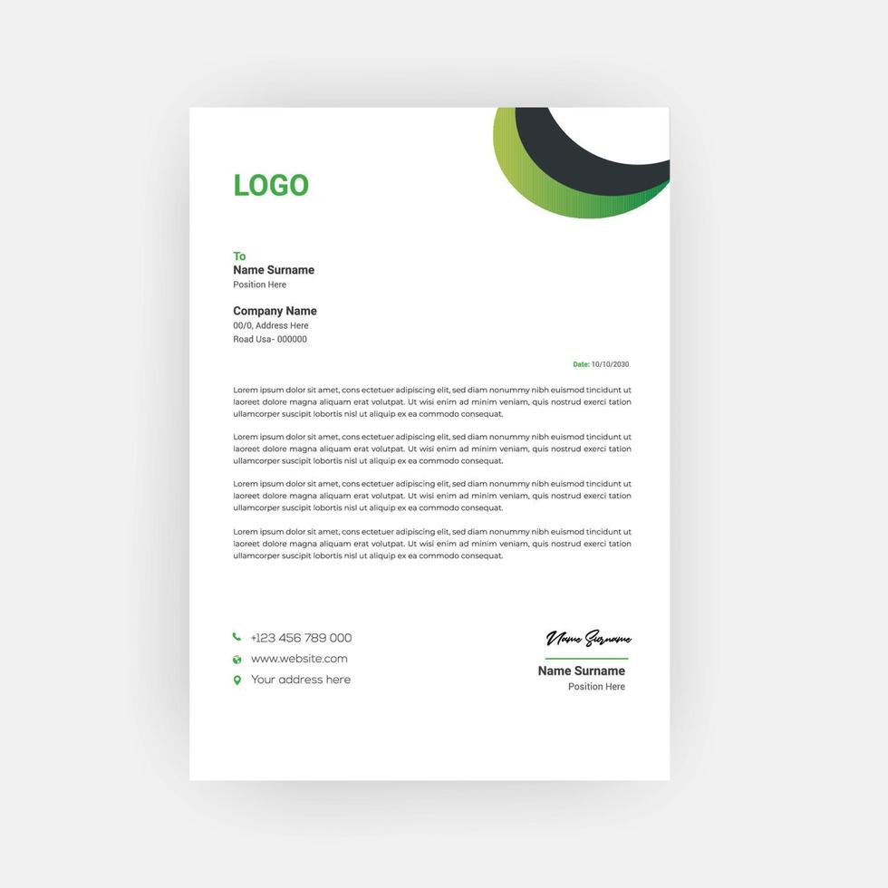 Simple and creative letterhead template design  a4 size vector