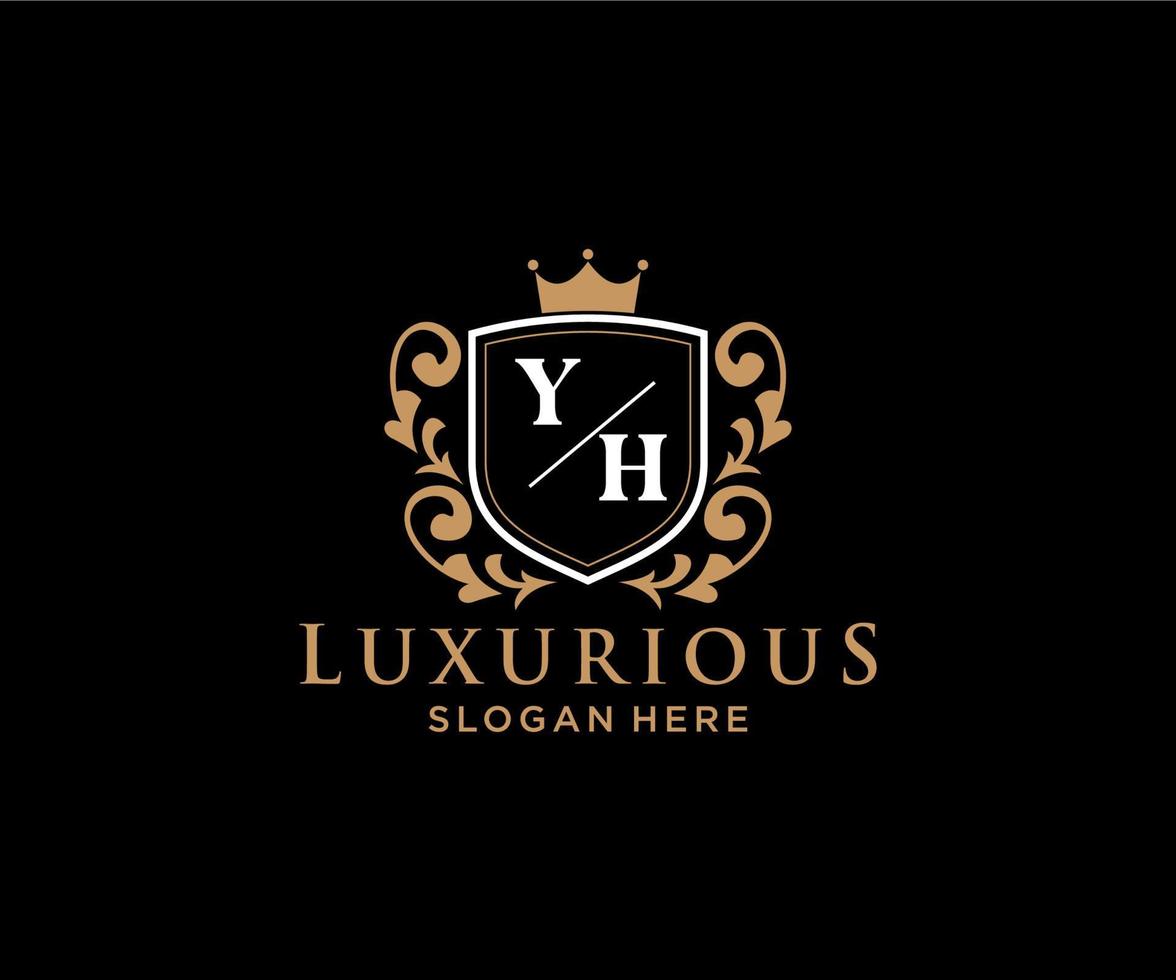 Initial YH Letter Royal Luxury Logo template in vector art for Restaurant, Royalty, Boutique, Cafe, Hotel, Heraldic, Jewelry, Fashion and other vector illustration.