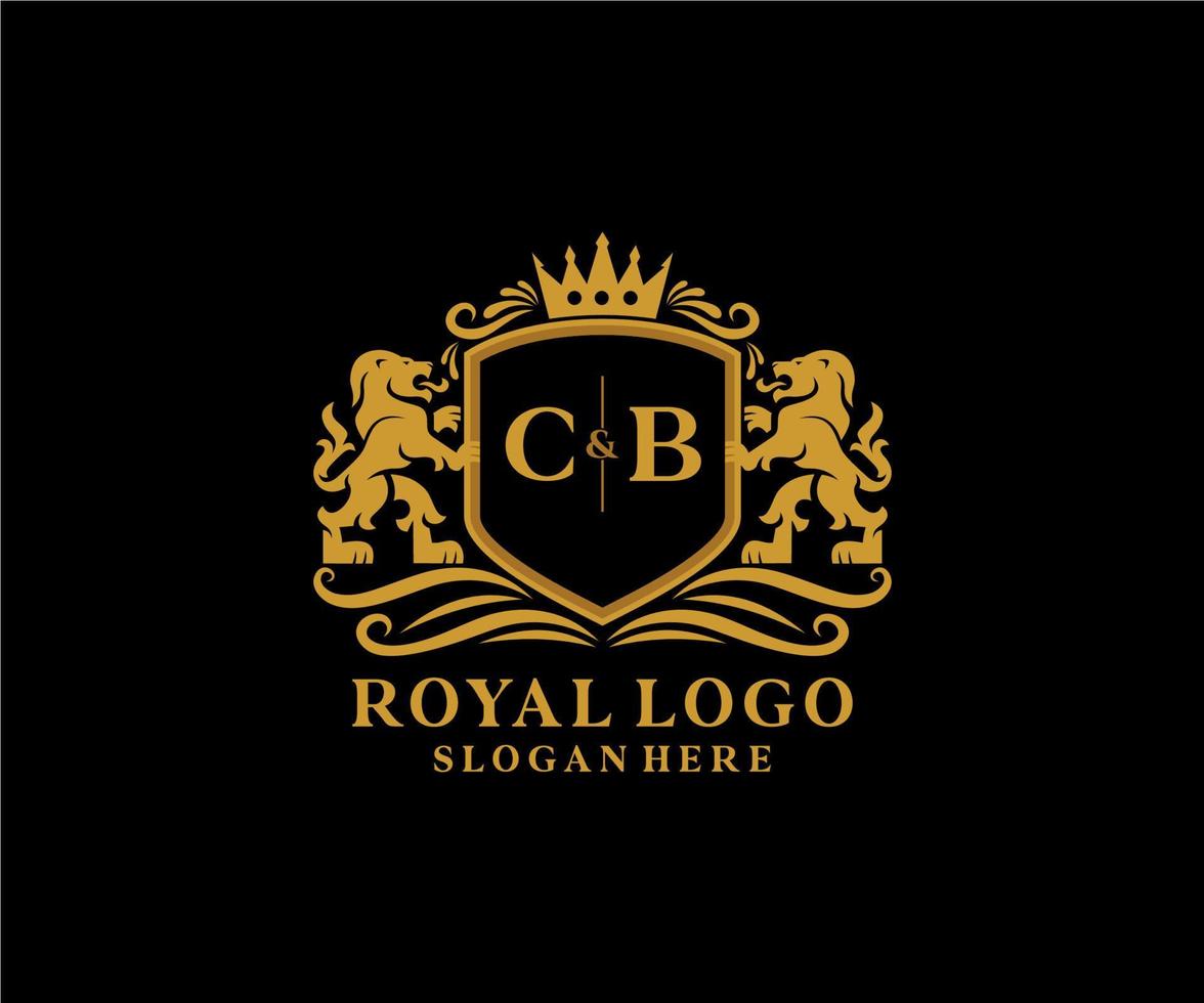 plantilla de logotipo de lujo real de león de letra cb inicial en arte vectorial para restaurante, realeza, boutique, cafetería, hotel, heráldica, joyería, moda y otras ilustraciones vectoriales. vector