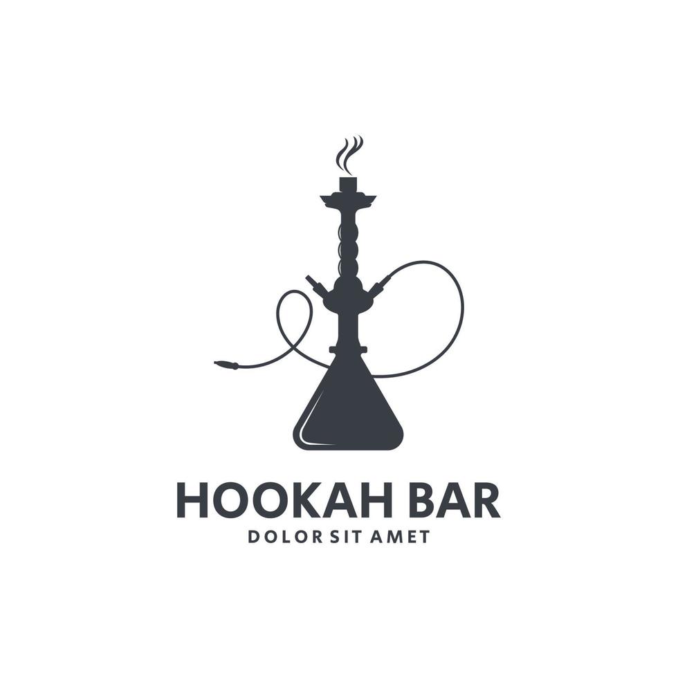 Hookah Shisha Silhouette Logo Template for Bar, Cafe and Club. vector