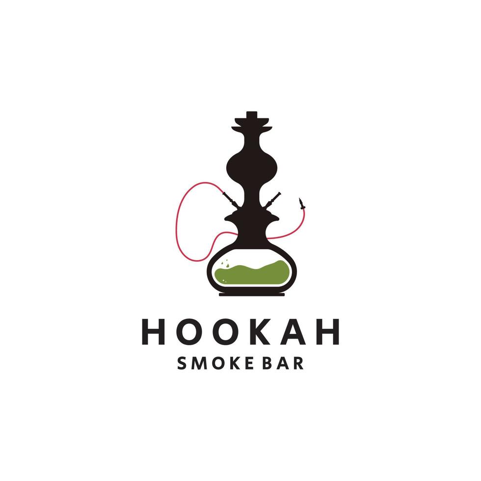 Hookah Shisha Silhouette Logo Template for Bar, Cafe and Club. vector